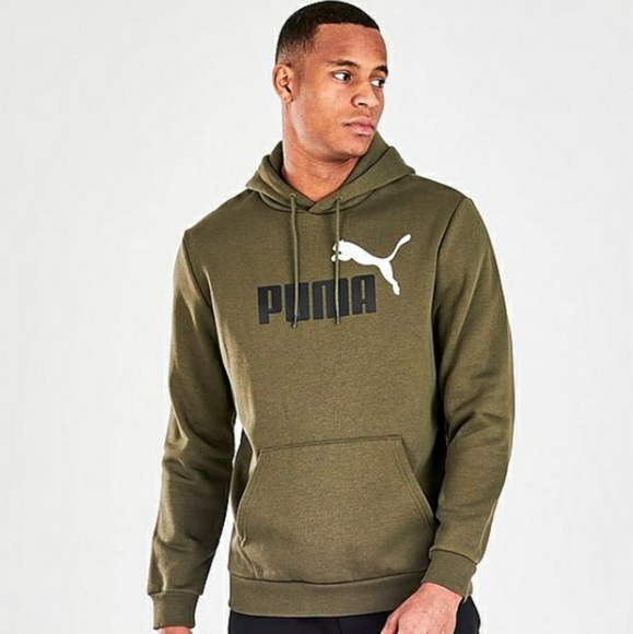 NWT Men's Puma Logo Hoodie - Dark Olive - Picture 1 of 11